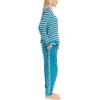 imageMUK LUKS Likely to Lounge Womens 2Piece Pajama Set Minky Fleece Long Sleeve and Jogger Pjs Pijamas de MujerTealStripe