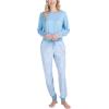 imageMUK LUKS Lounge Loyalist Sweatshirt and Jogger Pajamas Set Womens Pjs Winter WarmBlue Feathers