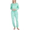 imageMUK LUKS Lounge Loyalist Sweatshirt and Jogger Pajamas Set Womens Pjs Winter WarmGreen Paisley