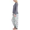 imageMUK LUKS Lounge Loyalist Sweatshirt and Jogger Pajamas Set Womens Pjs Winter WarmGrey Quilted