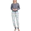imageMUK LUKS Lounge Loyalist Sweatshirt and Jogger Pajamas Set Womens Pjs Winter WarmGrey Quilted