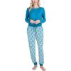imageMUK LUKS Lounge Loyalist Sweatshirt and Jogger Pajamas Set Womens Pjs Winter WarmTealStamped Palm