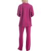 imageMUK LUKS Quilted Shacket 3 Piece Lounge Set Long Sleeve TShirt Pajama Pants with Pockets Matching JacketBerry Pink