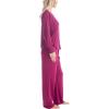 imageMUK LUKS Quilted Shacket 3 Piece Lounge Set Long Sleeve TShirt Pajama Pants with Pockets Matching JacketBerry Pink