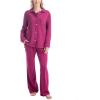 imageMUK LUKS Quilted Shacket 3 Piece Lounge Set Long Sleeve TShirt Pajama Pants with Pockets Matching JacketBerry Pink