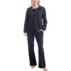 imageMUK LUKS Quilted Shacket 3 Piece Lounge Set Long Sleeve TShirt Pajama Pants with Pockets Matching JacketBlack