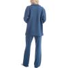 imageMUK LUKS Quilted Shacket 3 Piece Lounge Set Long Sleeve TShirt Pajama Pants with Pockets Matching JacketDenim Blue