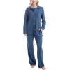 imageMUK LUKS Quilted Shacket 3 Piece Lounge Set Long Sleeve TShirt Pajama Pants with Pockets Matching JacketDenim Blue