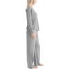 imageMUK LUKS Quilted Shacket 3 Piece Lounge Set Long Sleeve TShirt Pajama Pants with Pockets Matching JacketHeather Gray