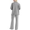 imageMUK LUKS Quilted Shacket 3 Piece Lounge Set Long Sleeve TShirt Pajama Pants with Pockets Matching JacketHeather Gray