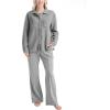 imageMUK LUKS Quilted Shacket 3 Piece Lounge Set Long Sleeve TShirt Pajama Pants with Pockets Matching JacketHeather Gray