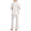 imageMUK LUKS Quilted Shacket 3 Piece Lounge Set Long Sleeve TShirt Pajama Pants with Pockets Matching JacketHeather Oatmeal
