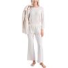 imageMUK LUKS Quilted Shacket 3 Piece Lounge Set Long Sleeve TShirt Pajama Pants with Pockets Matching JacketHeather Oatmeal