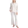 imageMUK LUKS Quilted Shacket 3 Piece Lounge Set Long Sleeve TShirt Pajama Pants with Pockets Matching JacketHeather Oatmeal