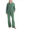 imageMUK LUKS Quilted Shacket 3 Piece Lounge Set Long Sleeve TShirt Pajama Pants with Pockets Matching JacketSage Green