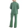 imageMUK LUKS Quilted Shacket 3 Piece Lounge Set Long Sleeve TShirt Pajama Pants with Pockets Matching JacketSage Green