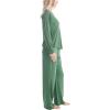imageMUK LUKS Quilted Shacket 3 Piece Lounge Set Long Sleeve TShirt Pajama Pants with Pockets Matching JacketSage Green