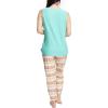 imageMUK LUKS Sleeveless Tank Top and Jogger Sleep Set with Pockets Soft Matching Sleepwear Lounge PJs Conjunto de PijamaAquaMultistripe