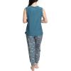 imageMUK LUKS Sleeveless Tank Top and Jogger Sleep Set with Pockets Soft Matching Sleepwear Lounge PJs Conjunto de PijamaDenimTropical Floral