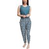 imageMUK LUKS Sleeveless Tank Top and Jogger Sleep Set with Pockets Soft Matching Sleepwear Lounge PJs Conjunto de PijamaDenimTropical Floral