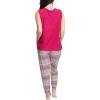 imageMUK LUKS Sleeveless Tank Top and Jogger Sleep Set with Pockets Soft Matching Sleepwear Lounge PJs Conjunto de PijamaRaspberryIkat