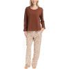 imageMUK LUKS Sweater Weather Womens Pajama 2Piece Set Super Soft Long Sleeve Shirt and Pants Pijama De MujerCaramelLeopard