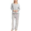 imageMUK LUKS Sweater Weather Womens Pajama 2Piece Set Super Soft Long Sleeve Shirt and Pants Pijama De MujerGreyCamo Blur