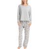 imageMUK LUKS Sweater Weather Womens Pajama 2Piece Set Super Soft Long Sleeve Shirt and Pants Pijama De MujerGreyCamo Blur