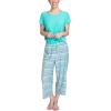 imageMUK LUKS Womens Feel Good Happy Cloud Knit Pajamas Short Sleeve 22 Capri Pant Matching Sleep SetTealBreezy Fairisle