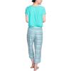 imageMUK LUKS Womens Feel Good Happy Cloud Knit Pajamas Short Sleeve 22 Capri Pant Matching Sleep SetTealBreezy Fairisle