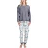 imageMUK LUKS Lounge Loyalist Sweatshirt and Jogger Pajamas Set Womens Pjs Winter WarmGrey Quilted