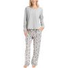 imageMUK LUKS Sweater Weather Womens Pajama 2Piece Set Super Soft Long Sleeve Shirt and Pants Pijama De MujerGreyCamo Blur