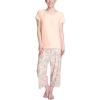 imageMUK LUKS Womens Feel Good Happy Cloud Knit Pajamas Short Sleeve 22 Capri Pant Matching Sleep SetPeachFloral