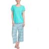 imageMUK LUKS Womens Feel Good Happy Cloud Knit Pajamas Short Sleeve 22 Capri Pant Matching Sleep SetTealBreezy Fairisle