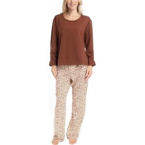 imageMUK LUKS Sweater Weather Womens Pajama 2Piece Set Super Soft Long Sleeve Shirt and Pants Pijama De MujerCaramelLeopard