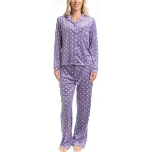 imageMUK LUKS Womens 2 Piece Pajama Set  Silky Veluor Button Down Top and Pajama Pants Lovely Gems Pijamas de MujerTiny Stars