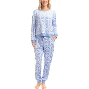 imageMUK LUKS Womens 2 Piece Pajama Set Long Sleeve Shirt and Joggers  Silky Velour Mountain Vibes  Pijamas de MujerPaper Cut Outs