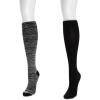 imageMUK LUKS womens 2 Pair Pack Nylon Compression Knee High SocksEbonyMarl