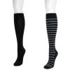 imageMUK LUKS womens 2 Pair Pack Nylon Compression Knee High SocksEbonyPastel