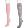 imageMUK LUKS womens 2 Pair Pack Nylon Compression Knee High SocksGreyPink