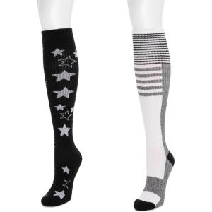 imageMUK LUKS Womens Cotton Compression KneeHigh SocksEbony