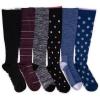 imageMUK LUKS Womens 6 Pack Nylon Compression Socks EbonyBurgundyBlue KneeHigh OS Wide