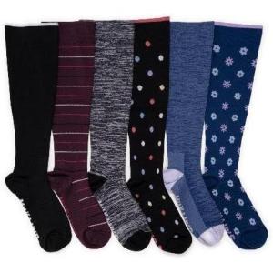 imageMUK LUKS Womens 6 Pack Nylon Compression Socks EbonyBurgundyBlue KneeHigh OS Wide