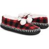imageMUK LUKS Womens Pom Ballerina Slippers SockRedBlack