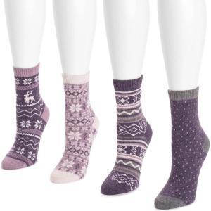imageMUK LUKS womens Womens 4 Pair Pack Holiday Boot SocksPurple