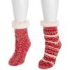 imageMUK LUKS Womens Chenille Eyelash Mix Cabin Sock 2 Pair PackRed