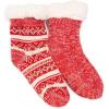 imageMUK LUKS Womens Chenille Eyelash Mix Cabin Sock 2 Pair PackRed