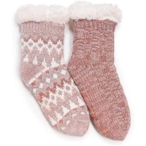 imageMUK LUKS Womens Chenille Eyelash Mix Cabin Sock 2 Pair PackRose Gold