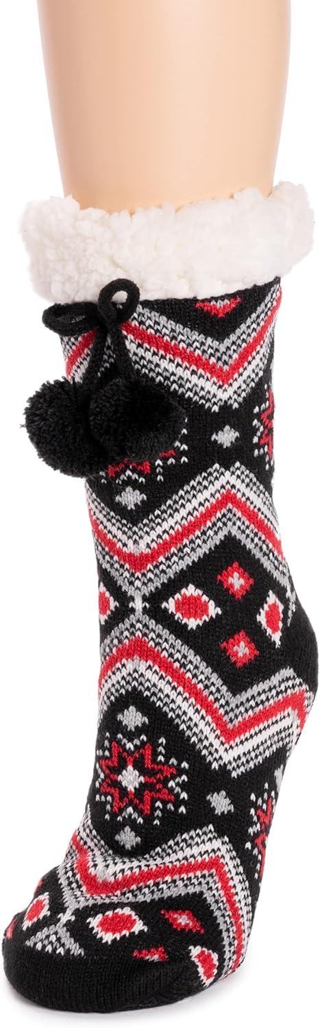 imageMUK LUKS Womens 1Pair Cabin SocksBlack Fairisle