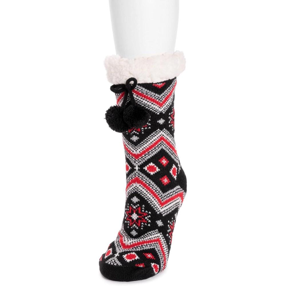 imageMUK LUKS Womens 1Pair Cabin SocksBlack Fairisle